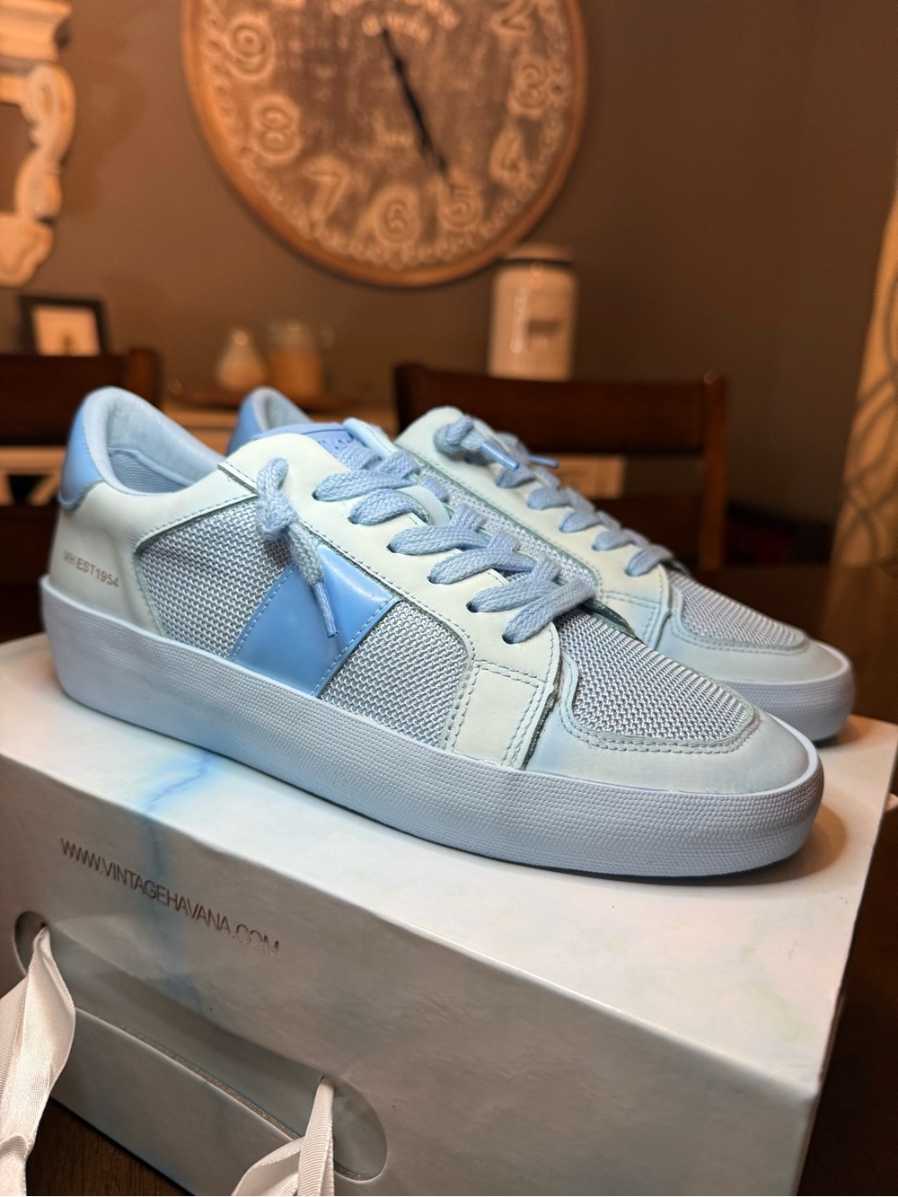Vintage Havana limited edition hand dip dyed Lace-Up Sneaker in baby blue  sz7